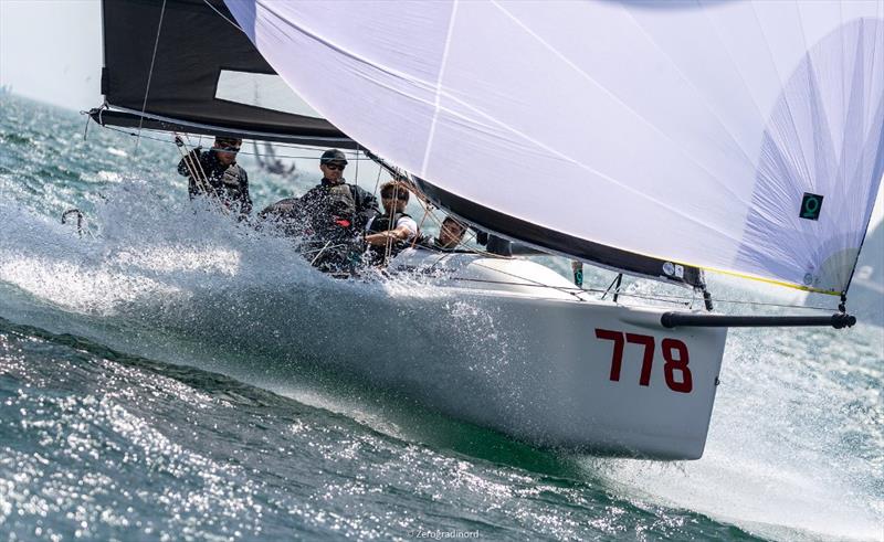 Taki ITA778 by Marco Zammarchi  (9-8-9) is 6th in the overall ranking and second in Corinthian division. - Day 2 - Melges 24 European Sailing Series at Riva del Garda, Italy photo copyright Mauro Melandri / Zerogradinord taken at Fraglia Vela Riva and featuring the Melges 24 class