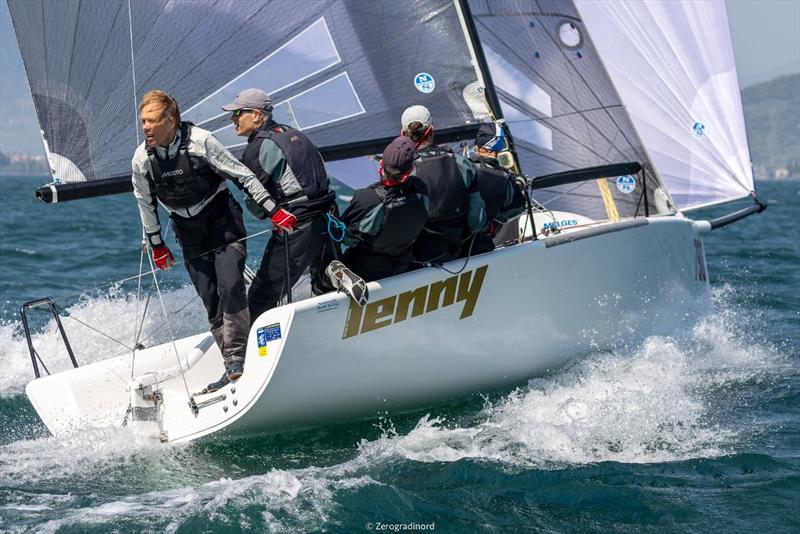 Fourth place is for Lenny EST790 (4-2-12) by Tõnu Tõniste, also leading the pack in the Corinthian division.  - Day 2 - Melges 24 European Sailing Series at Riva del Garda, Italy photo copyright Mauro Melandri / Zerogradinord taken at Fraglia Vela Riva and featuring the Melges 24 class