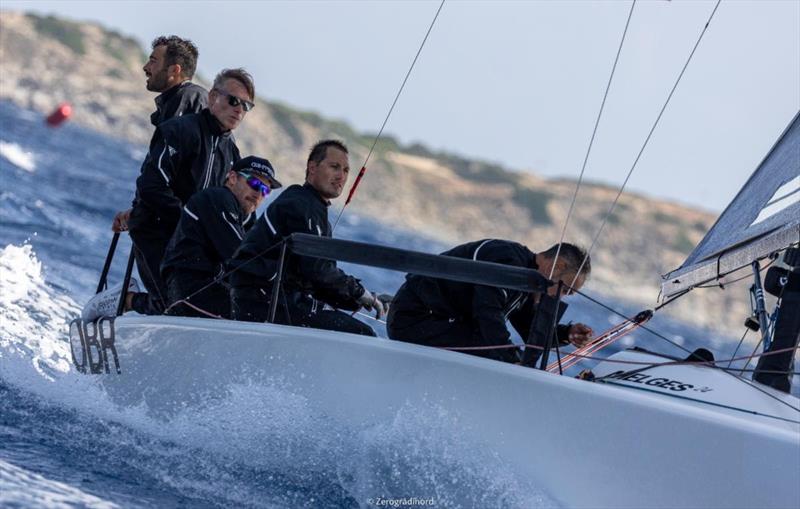 Melgina ITA693  (7-6-8) by Paolo Brescia leads the pack of the Corinthian division - 2019 Melges 24 Pre-Worlds photo copyright IM24CA/Zerogradinord taken at  and featuring the Melges 24 class