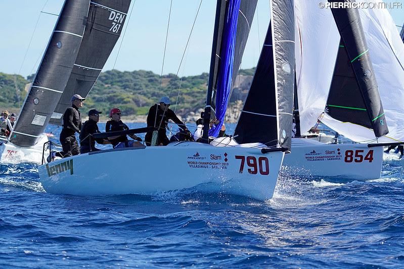 Estonian entry Lenny EST790 of Tõnu Tõniste won Race Two and is second overall and firm leader among the Corinthians after three races at the Melges 24 Worlds 2019 photo copyright Pierrick Contin / IM24CA taken at Lega Navale Italiana and featuring the Melges 24 class