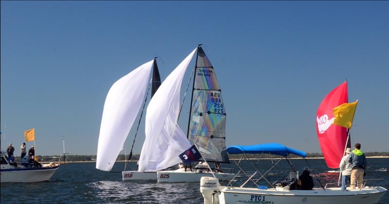 Bruce Ayres' Monsoon [USA 825] with crew Brian Porter, George Peet and Stars & Stripes principal Mike Buckley finished the day in first place with scores of 2-1-2-5-1 for 11 points. - photo © Talbot Wilson 