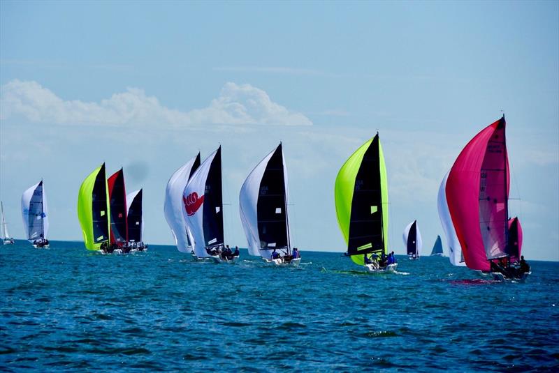 Downill action at the 2020 Melges 24 Winter Series photo copyright Kathleen Tock taken at Shake-A-Leg Miami and featuring the Melges 24 class
