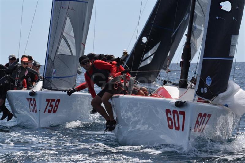 Robin Deussen's Red Mist sails ahead of Dave Alexander's The Farm - 2020 Melges 24 SA State Championships - photo © Ally Graham