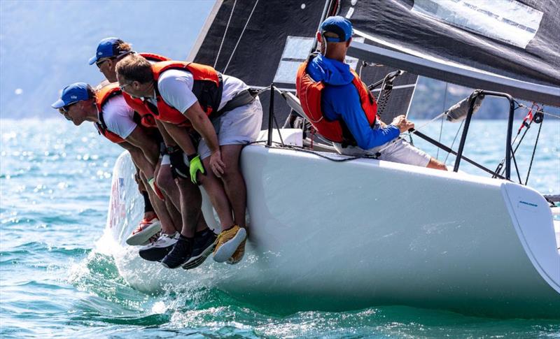 Miles Quinton's Gill Race Team GBR694 won the third race of today - 2020 Melges 24 European Sailing Series Event #1 in Torbole, Italy  photo copyright Zerogradinord / IM24CA taken at Fraglia Vela Riva and featuring the Melges 24 class