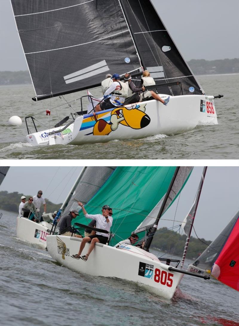 Travis Weisleder on Lucky Dog (top image), and Megan Ratliff with her brother Hunter steering Decorum (bottom image) photo copyright U.S. Melges 24 Class Association taken at  and featuring the Melges 24 class