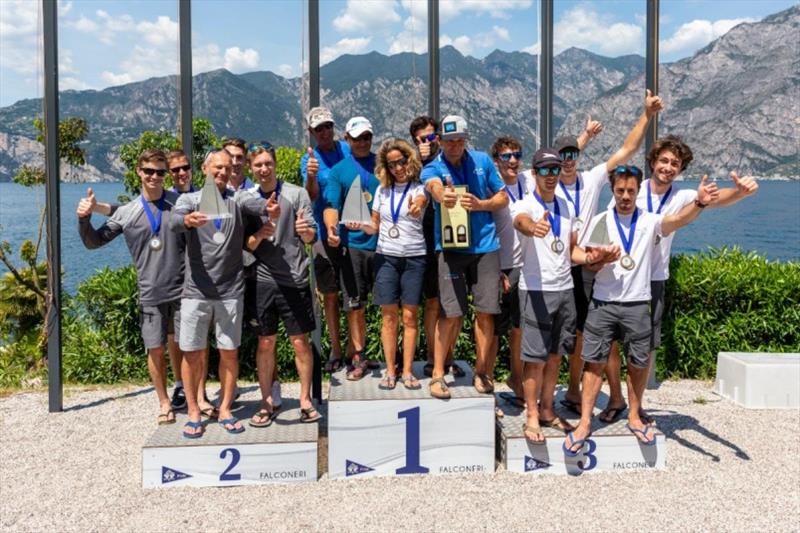 Overall Top 3 - Melges 24 European Sailing Series 2021 - Event 1 - Malcesine, Italy photo copyright Zerogradinord taken at Fraglia Vela Malcesine and featuring the Melges 24 class