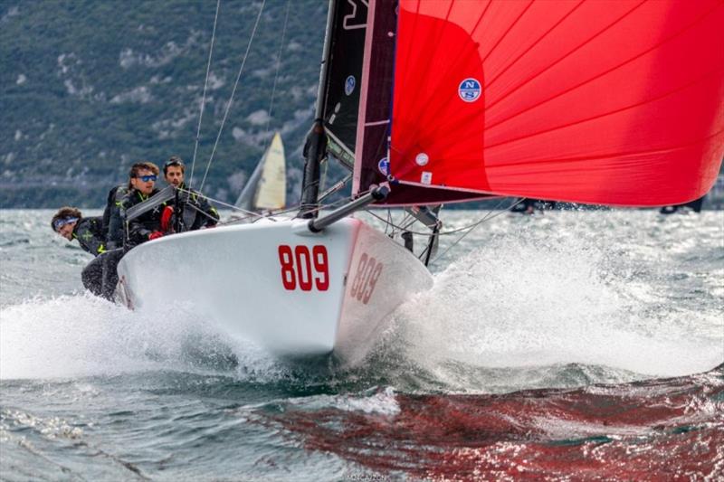 Arkanoe by Montura ITA809 of Sergio Caramel - Melges 24 European Sailing Series 2021 - Event 1 - Malcesine, Italy photo copyright Zerogradinord taken at Fraglia Vela Malcesine and featuring the Melges 24 class