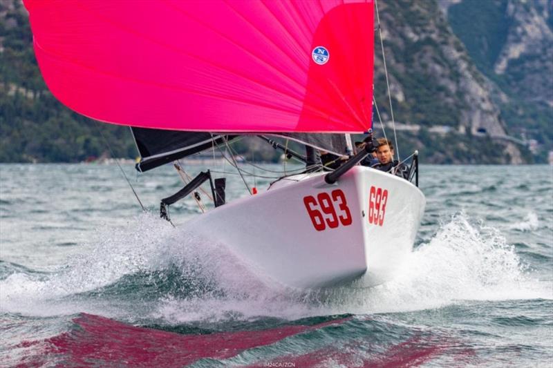 Melgina ITA693 of Paolo Brescia - Melges 24 European Sailing Series 2021 - Event 1 - Malcesine, Italy photo copyright Zerogradinord taken at Fraglia Vela Malcesine and featuring the Melges 24 class