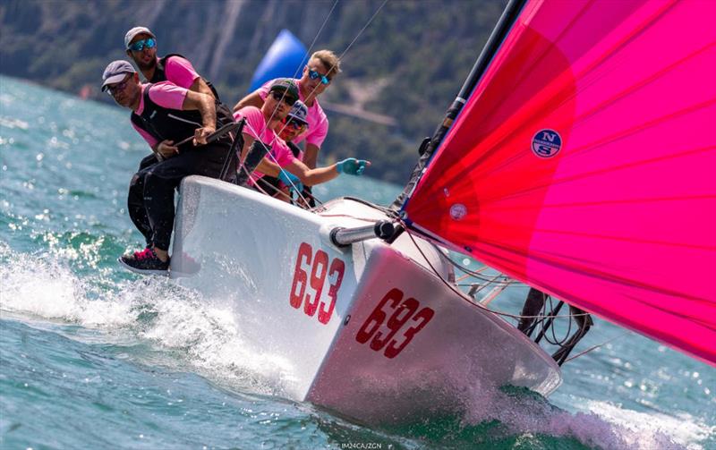 Paolo Brescia's Melgina ITA693 with Simon Sivitz calling the tactics - Melges 24 European Sailing Series 2021 - Event 3 - Riva del Garda, Italy - photo © IM24CA / ZGN