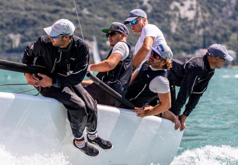 Paolo Brescia's Melgina ITA693 with Simon Sivitz calling the tactics - Melges 24 European Sailing Series 2021 - Event 3 - Riva del Garda, Italy photo copyright IM24CA / ZGN taken at Fraglia Vela Riva and featuring the Melges 24 class