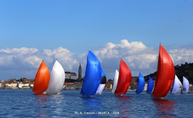 Melges 24 European Sailing Series regatta in Portoroz, Slovenia in the picturesque bay of Piran photo copyright Andrea Carloni / IM24CA / ZGN taken at Yacht Club Marina Portorož and featuring the Melges 24 class