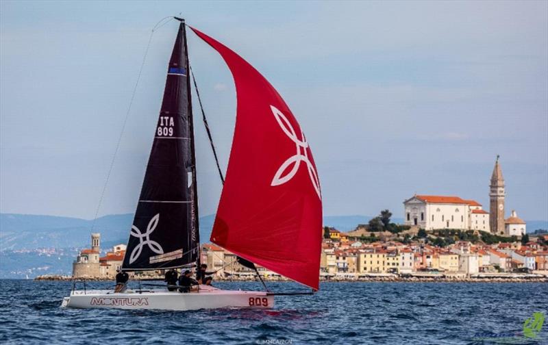 Sergio Caramel's Arkanoe by Montura ITA809 won Race 3 on Day One at the Melges 24 European Championship 2021 in Portoroz photo copyright IM24CA / ZGN taken at Yacht Club Marina Portorož and featuring the Melges 24 class