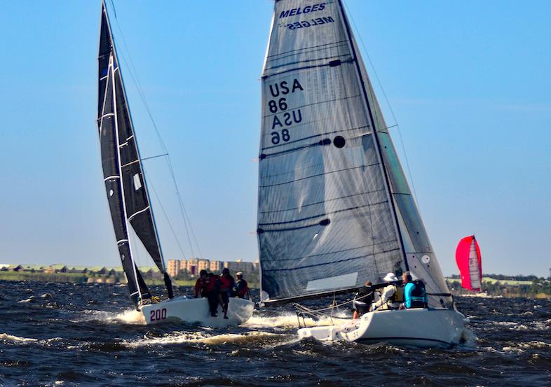 Melges 24 086, Phoeniceus is the hometown boat for the Bushwhacker Cup. New owners Nate and Jennifer Simonson did their first tune-up regatta in the Pensacola YC's WFORC regatta. Tom Hutchins' Trifecta was their M24 competition. - photo © Talbot Wilson