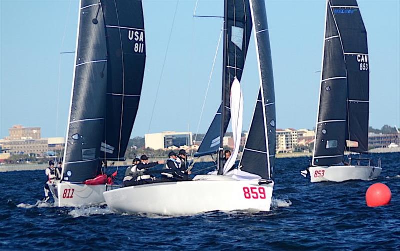 German entry Peter Karrie's  'Nefeli' which came second overall in the six-race regatta rounds the offset mark in racing on Day 1 of the  Pensacola Yacht Club's 2021 Bushwhacker Cup. Four brilliant races were completed photo copyright Talbot Wilson taken at Pensacola Yacht Club and featuring the Melges 24 class