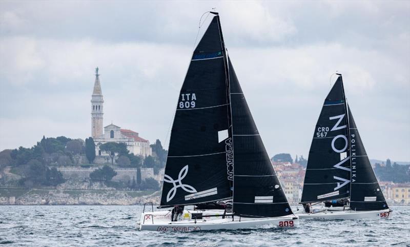 Mataran CRO 383 of Ante Botica and Universitas Nova CRO567 on Day One of the first event of the Melges 24 European Sailing Series 2022 in Rovinj, Croatia. - photo © IM24CA / Zerogradinord