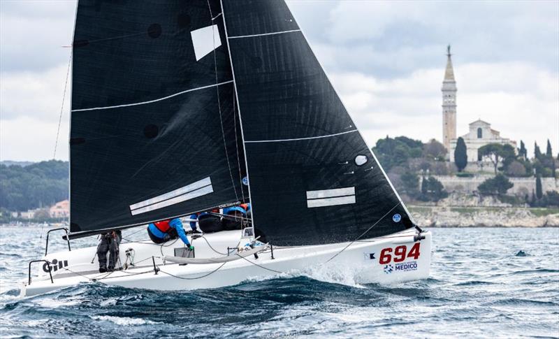 Miles Quinton's Gill Race Team GBR694 with Geoff Carveth helming and James Date, Toby Wincer and Margarida Lopes in crew, was the second best Corinthian team and 7th in overall at the first event of the Melges 24 European Sailing Series 2022 in Rovinj photo copyright IM24CA / Zerogradinord taken at  and featuring the Melges 24 class