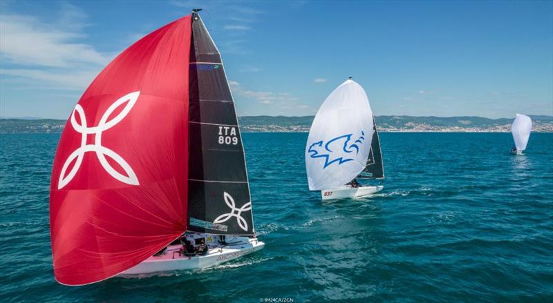 Arkanoe by Montura ITA809 of Sergio Caramel took the bullet from the final race of the day and is completing the provisional podium after Day One at the second event of the Melges 24 European Sailing Series 2022 in Trieste, Italy photo copyright IM24CA / Zerogradinord taken at Società Triestina Sport del Mare and featuring the Melges 24 class