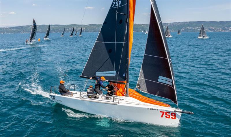 Corinthian team Seven Five Nine HUN759 of Akos Csolto with Balazs Tamai, Botond Weores and Mihaly Kasa onboard stood to the top of the overall podium of the European Sailing Series' event for the first time ever - Trieste, Italy photo copyright IM24CA / Zerogradinord taken at Società Triestina Sport del Mare and featuring the Melges 24 class