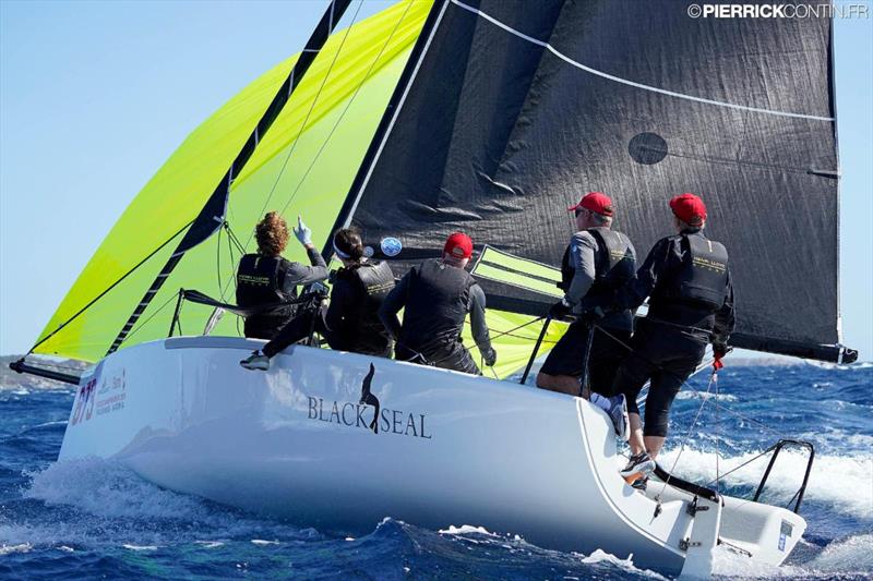 Richard Thompson and his Black Seal (GBR) at the Melges 24 World Championship 2019 in Villasimius, Sardinia, Italy photo copyright Pierrick Contin taken at Lauderdale Yacht Club and featuring the Melges 24 class