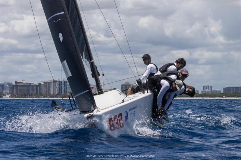 Corinthian team Taki 4 ITA778 and its skipper Niccoló Bertola leading the Corinthian ranking after Day Two at the Melges 24 World Championship 2022 photo copyright Matias Capizzano taken at Lauderdale Yacht Club and featuring the Melges 24 class