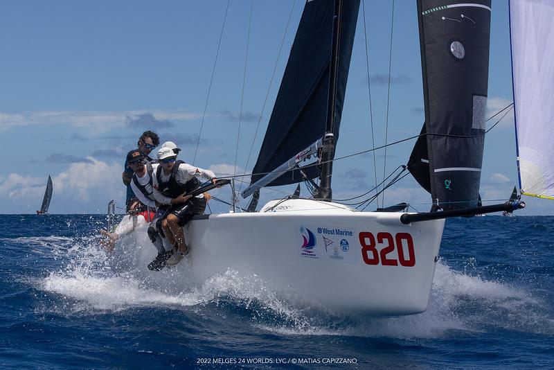Bora Gulari on the helm of New England Ropes USA820 with Kyle Navin, Norman Berge and Ian Liberty and Michael Menninger onboard, still keeps its lead after day two in Fort Lauderdale at the Melges 24 World Championship 2022 - photo © Matias Capizzano