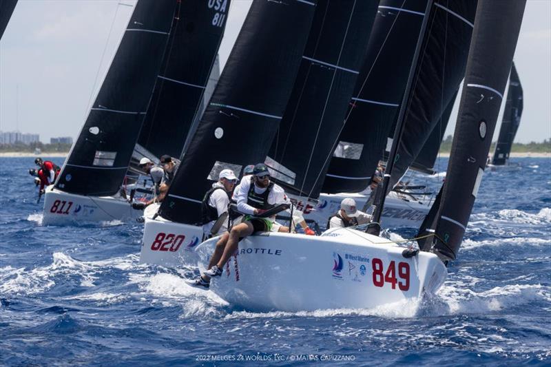 Brian Porter's Full Throttle with Bri Porter, Rj Porter and Matt Woodworth posted a bullet , a third and a tenth at the 2022 Melges 24 World Championship photo copyright Matias Capizzano taken at Lauderdale Yacht Club and featuring the Melges 24 class