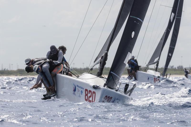 Bora Gulari steering the New England Ropes USA820 with Kyle Navin, Norman Berge and Ian Liberty and Michael Menninger onboard, extends his lead after day three in Fort Lauderdale at the Melges 24 World Championship 2022 - photo © Matias Capizzano