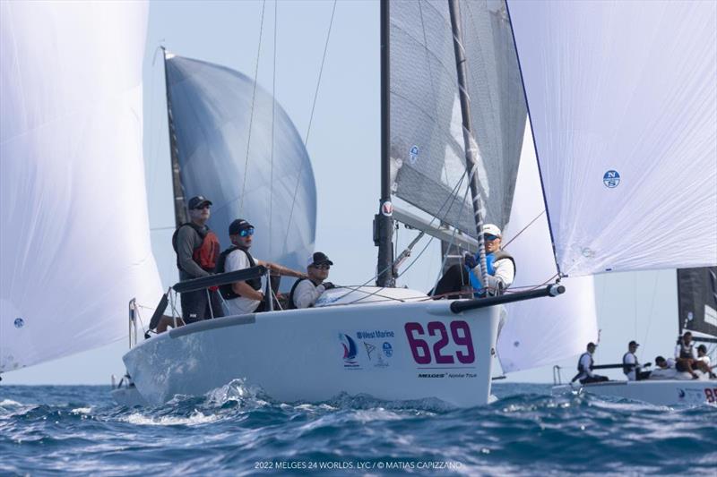 In the tricky second race on the penultimate day the best Corinthian team was surprisingly team Surprise of Canadian Melges 24 Class Chair Dan Berezin, being tenth in overall - Melges 24 Worlds 2022 photo copyright Matias Capizzano taken at Lauderdale Yacht Club and featuring the Melges 24 class