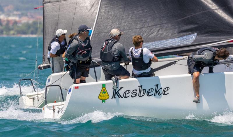 Team Kesbeke NED827 of Eelco Blok with Ronald Veraar at the helm are twelfth in overall ranking, being the third Corinthian after Day 1 of the Melges 24 European Sailing Series 2022 event 4 in Riva del Garda, Italy photo copyright IM24CA / Zerogradinord taken at Fraglia Vela Riva and featuring the Melges 24 class