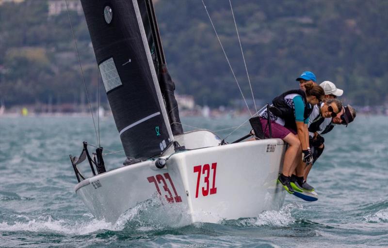 Cytrus SUI731 of Christopher Renker takes the lead of the Corinthian division on the Day 2 of the Melges 24 European Sailing Series 2022 event 4 in Riva del Garda, Italy  photo copyright IM24CA / Zerogradinord taken at Fraglia Vela Riva and featuring the Melges 24 class