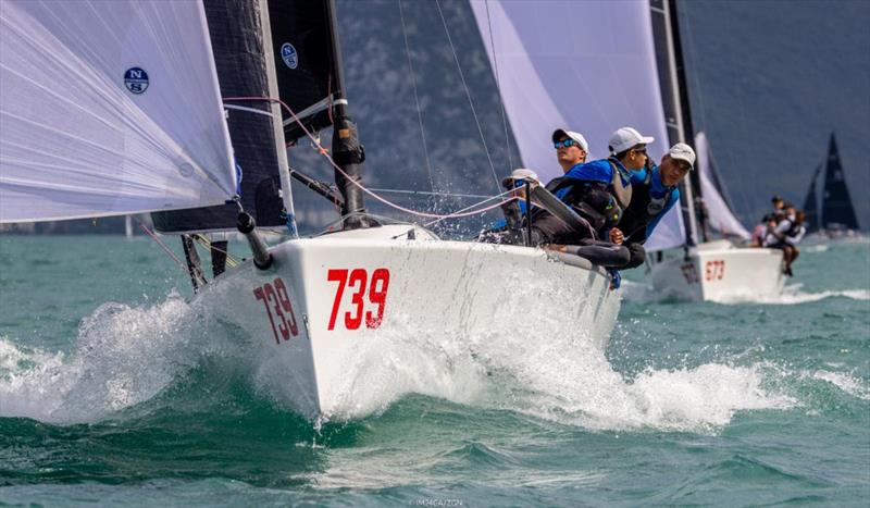 Luka Sangulin's Panjic (CRO; 1-UFD-1) got two bullets on Day 2 of the Melges 24 European Sailing Series 2022 event 4 in Riva del Garda, Italy. - photo © IM24CA / Zerogradinord