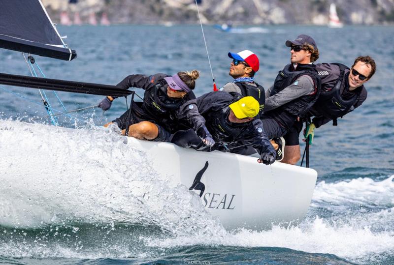 Richard Thompson's Black Seal GBR822 steered by Stefano Cherin finished as second the Melges 24 European Sailing Series 2022 event 4 in Riva del Garda, Italy photo copyright IM24CA / Zerogradinord taken at Fraglia Vela Riva and featuring the Melges 24 class