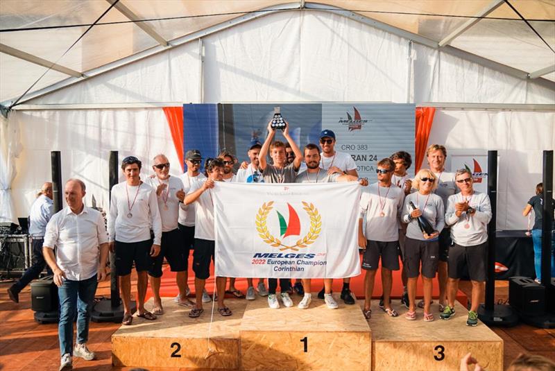 The Corinthian podium of the Melges 24 European Championship 2022 - Mataran CRO383, Taki 4 ITA778 and AleAli EUROCART ITA139 photo copyright YCI taken at Yacht Club Italiano and featuring the Melges 24 class