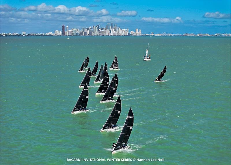 Melges 24: Big breeze racing against the striking Miami backdrop - 2023 Bacardi Winter Series Event 1 - photo © Hannah Lee Noll