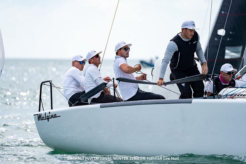 Melges 24: 'Melgina' makes waves with Paolo Brescia / Giulio Desiderato / Stefano Orlandi / Jas Farneti / Andrea Chiappe - Bacardi Winter Series Event 2 photo copyright Hannah Lee Noll taken at Coconut Grove Sailing Club and featuring the Melges 24 class