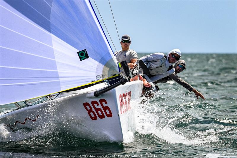 Melges 24 – Harry Melges IV / Finn Rowe / Ripley Shelley / Carlos Robles / Nick Muller pushing hard on ‘Zenda Express' photo copyright Martina Orsini taken at Biscayne Bay Yacht Club and featuring the Melges 24 class