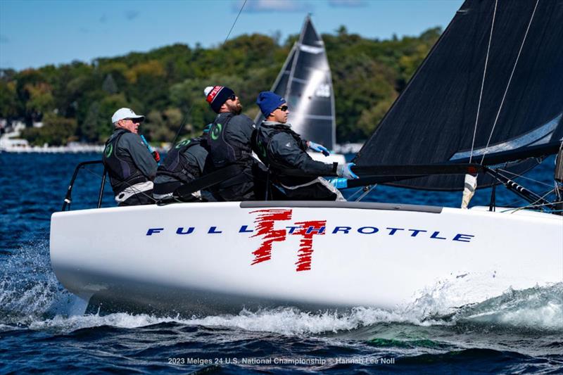 Brian Porter at the helm of Full Throttle USA849 with his ‘boys': Bri Porter, RJ Porter and Matt Woodworth as crew - 2023 Melges 24 U.S. National Champions - photo © Hannah Lee Noll