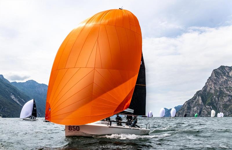 Akos Csolto's Chinook HUN850 with Zsolt Büki, Dániel Pertl, Botond Weöres, Balázs Tomai - 2025 Melges 24 European Sailing Series / Italian Open Championship - Fraglia Vela Riva, Riva del Garda, ITA - photo © IM24CA | Zerogradinord
