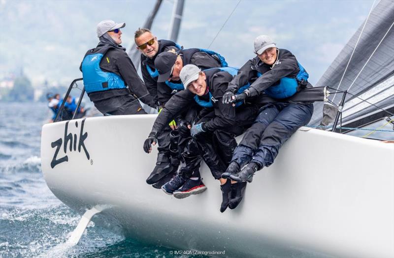 Miles Quinton's Zhik Race Team GBR694 with Geoff carveth, Tracey Covell, Freddie Cowell, Oliver Wells - 2025 Melges 24 European Sailing Series / Italian Open Championship - Fraglia Vela Riva, Riva del Garda, ITA - photo © IM24CA | Zerogradinord