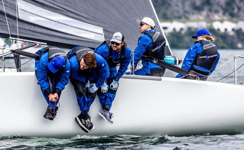 Laura Grondin's Dark Energy USA868 with Taylor Canfield, Ian Liberty, Nick Ford, and Mac Agnese - 2025 Melges 24 European Sailing Series / Italian Open Championship - Fraglia Vela Riva, Riva del Garda, ITA - photo © IM24CA | Zerogradinord