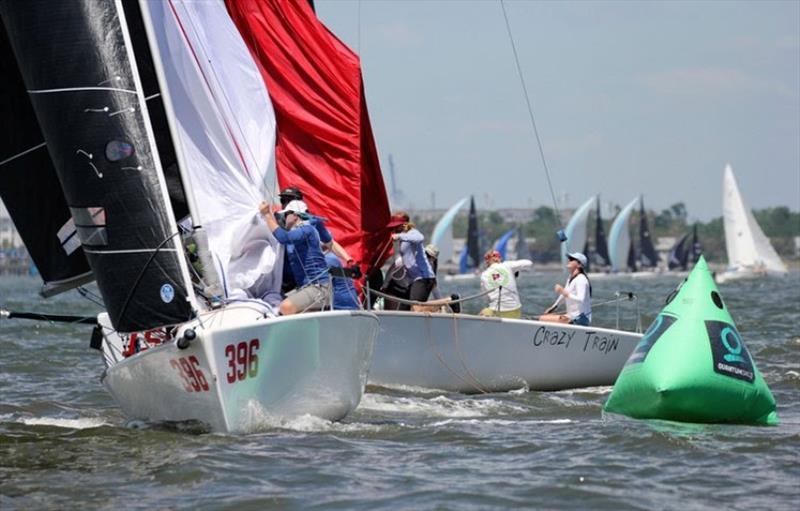 Kevin Shockey at the helm of Wombmates Racing in the groove—Corinthian racing at its finest - photo © Priscilla Parker / Charleston Race Week