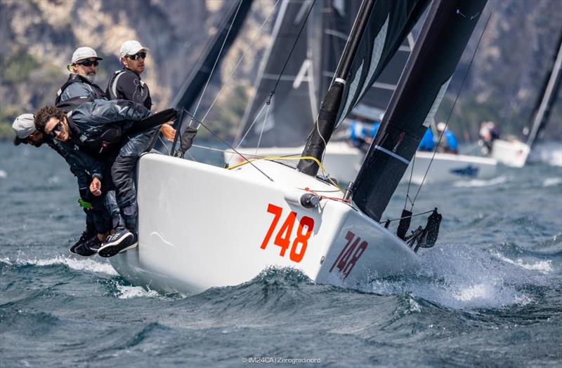 Dino Orioli's Daito Nano ITA748 with Giovanni Coccoluto, Giorgetti Guglielmo, Giotto-Jacopo Ciampalini, Giulio Maccarone - 2025 Melges 24 European Sailing Series / Italian Open Championship - Fraglia Vela Riva, Riva del Garda, ITA - photo © IM24CA | Zerogradinord