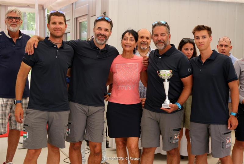 Corinthian division winner in Monfalcone: Akos Csolto's Chinook HUN with Balazs Tomai, Botond Werores, Oliver Demjen and Anna Maria Cisint, the former mayor of Monfalcone and current member of European Parliament - 2025 Melges 24 European Sailing Series - photo © IM24CA / Zerogradinord / G. Raspar