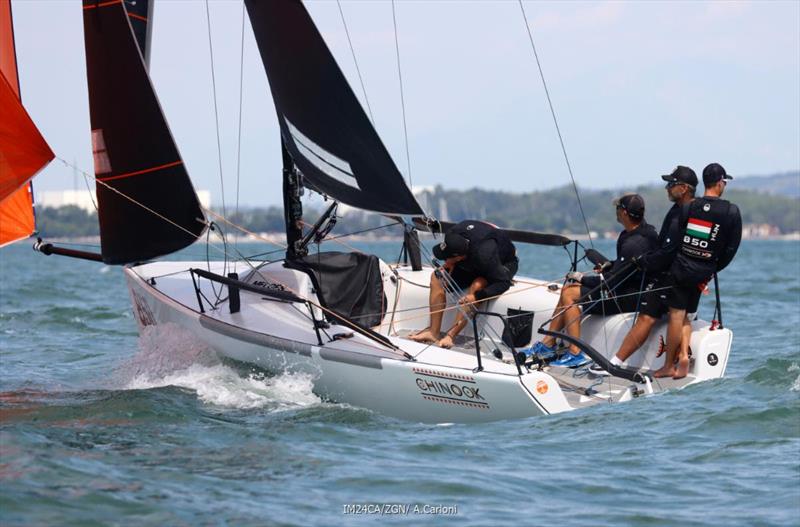 Akos Csolto's Chinook HUN850 with Balazs Tomai, Botond Werores and Oliver Demjen - 2025 Melges 24 European Sailing Series - 2025 Trofeo Gaudi - Monfalcone, Italy - photo © IM24CA / Zerogradinord / Andrea Carloni