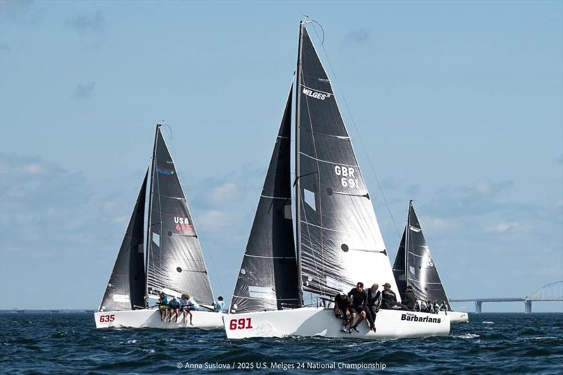 BARBARIANS (GBR) by Stuart Simpson - Melges 24 U.S. National Championship 2025 - Pensacola, FL, USA photo copyright Anna Suslova taken at Pensacola Yacht Club and featuring the Melges 24 class