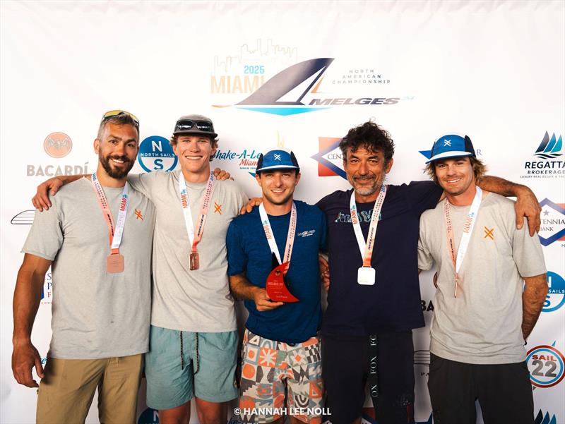 Bora Gulari's team of MAVI USA874 with Kyle Navin, Norman Berge, Bryson Hough and Trevor Burd - Melges 24 North American Championship 2025, Bacardi Winter Series 2026 Event No 1 - Miami, FL, USA photo copyright Hannah Lee Noll taken at  and featuring the Melges 24 class