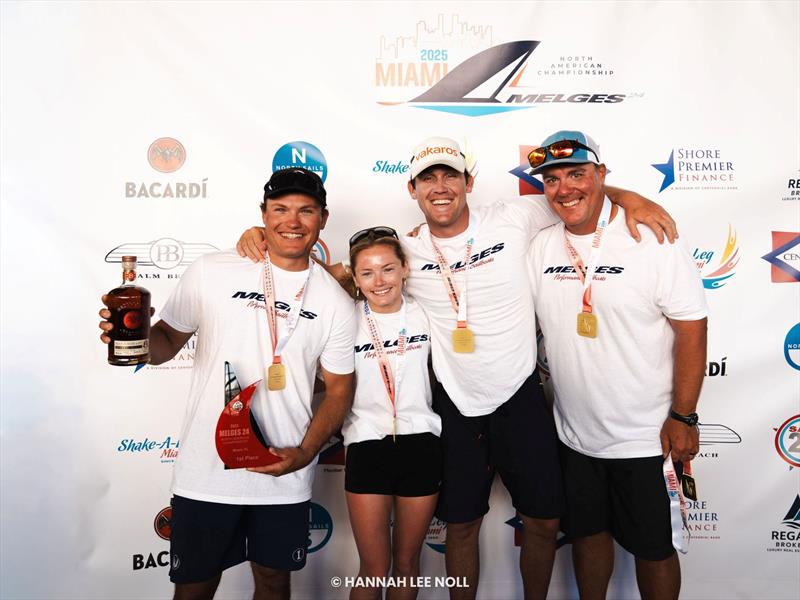 Melges 24 North American Champions 2025 - Harry Melges IV with Colleen O'Brien, Ripley Shelley, Allan Terhune and Will Heurth of ZENDA EXPRESS USA866 - Melges 24 North American Championship 2025, Bacardi Winter Series 2026 Event No 1 - Miami, FL, USA photo copyright Hannah Lee Noll taken at  and featuring the Melges 24 class