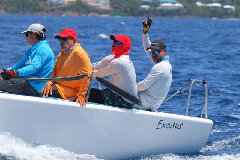 The Exodus team from Puerto Rico sails to first place on the first day of racing in the CSA Spinnaker Racing Class on day 1 of the 52nd St. Thomas International Regatta photo copyright STIR / www.ingridabery.com taken at St. Thomas Yacht Club and featuring the Melges 24 class
