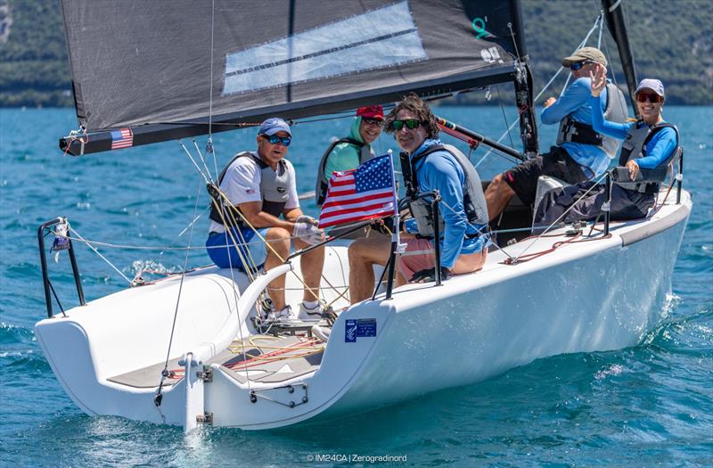 LONGSHOT USA809 by John Poulson celebrating 4th of July - Melges 24 Italian National Championship 2026 - Melges 24 European Sailing Series 2026 - Fraglia Vela Riva, Riva del Garda, Italy photo copyright IM24CA | Zerogradinord taken at Fraglia Vela Riva and featuring the Melges 24 class