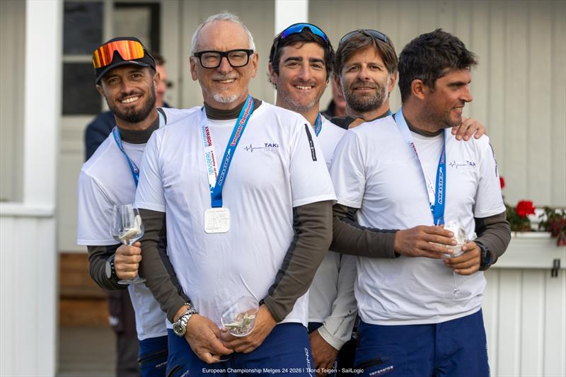 TAKI 5 (ITA 878) - Niccolò Bertola, Marco Zammarchi, Giacomo Fossati, Giovanni Bannetta, Pietro Seghezza and coach Francesco Bertone - Corinthian Silver at the Melges 24 European Championship 2026 - Tønsberg, Norway - photo © Trond Teigen / SailLogic